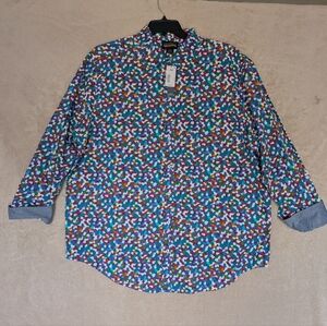 Daniel Cremieux Premium Denim Colorful Geometric Men's Shirt Size 2XB